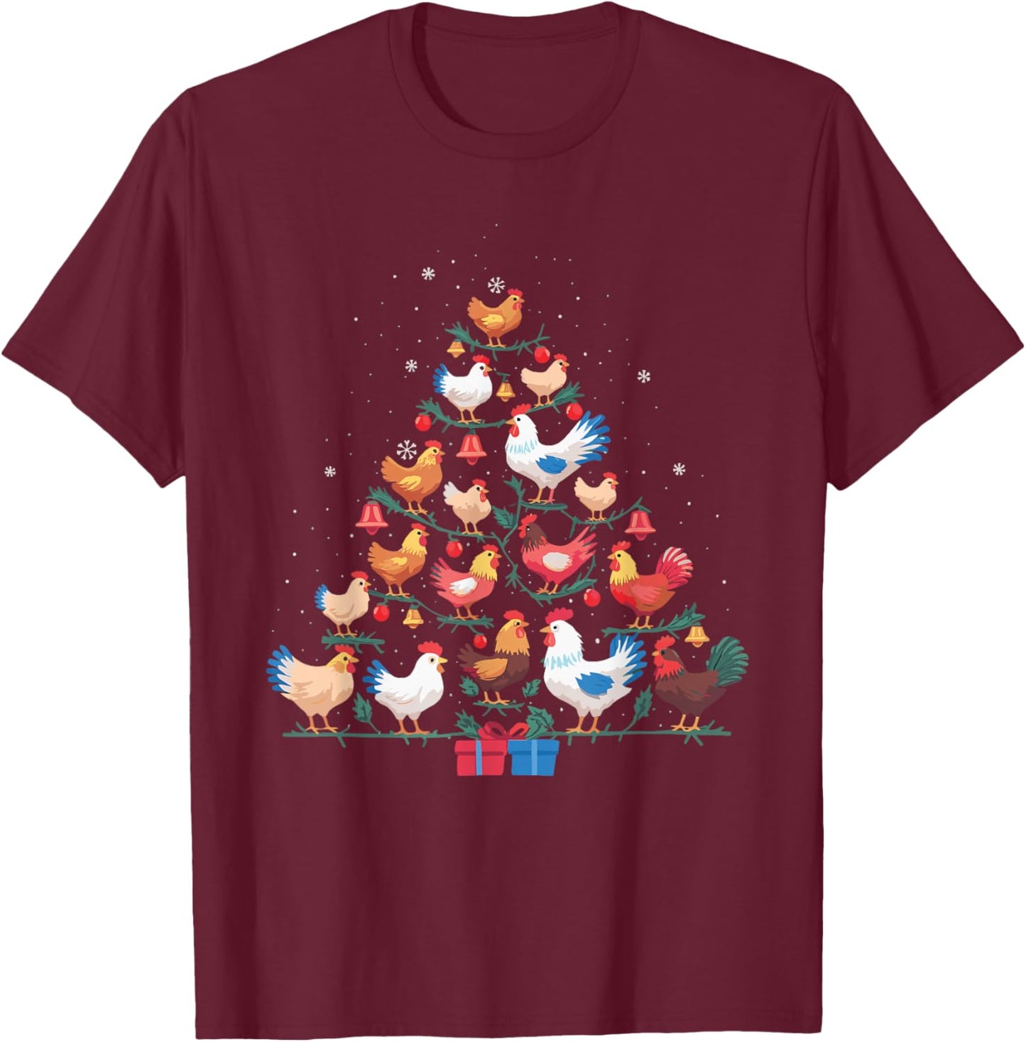 Chicken Christmas Tree T-Shirt - T-Shirt | Maroon