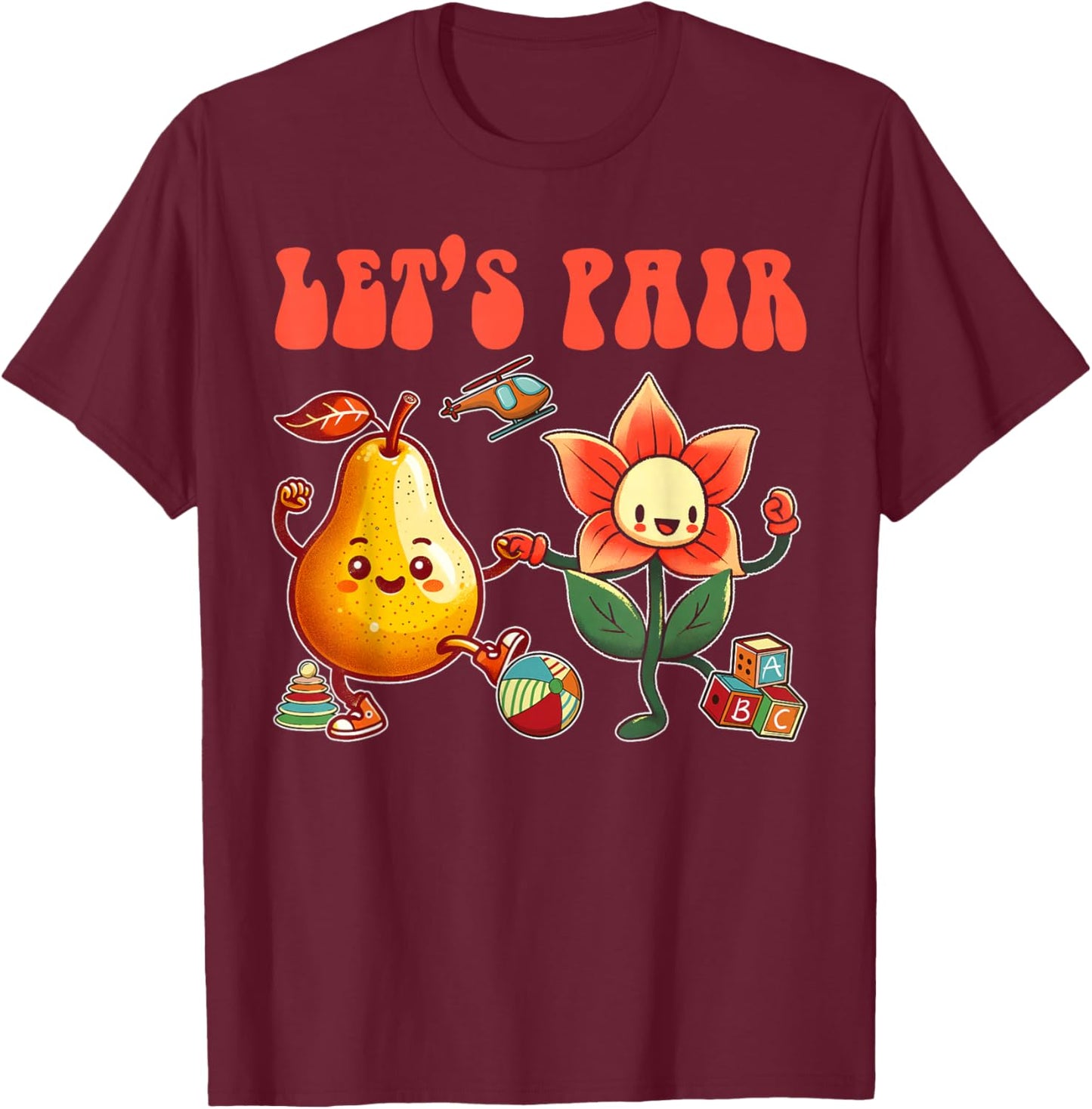 ABA Applied Behavior Therapist Squad Autism SPED Let's Pair T-Shirt - T-Shirt | Maroon