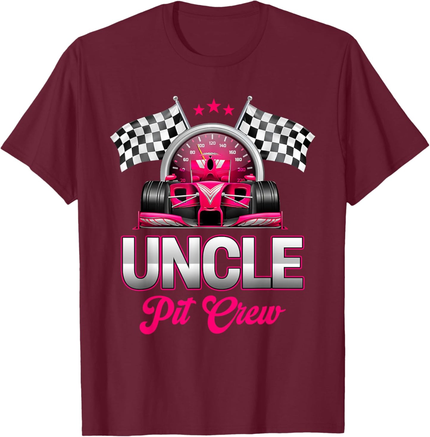 Uncle Pit Crew Race Car Birthday Girl Party Racing Family T-Shirt - T-Shirt | Maroon