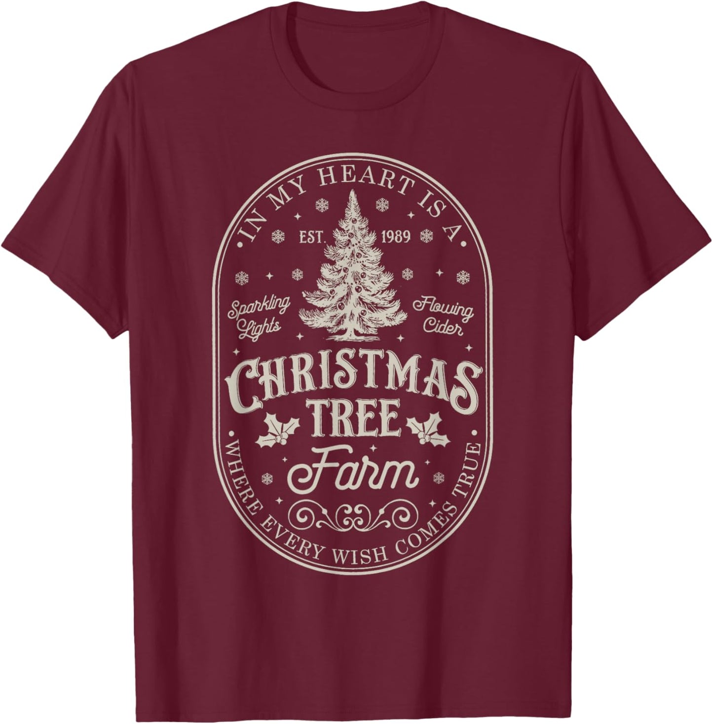 In My Heart Is A Christmas Xmas Tree Farm Vintage Clothing T-Shirt - T-Shirt | Maroon