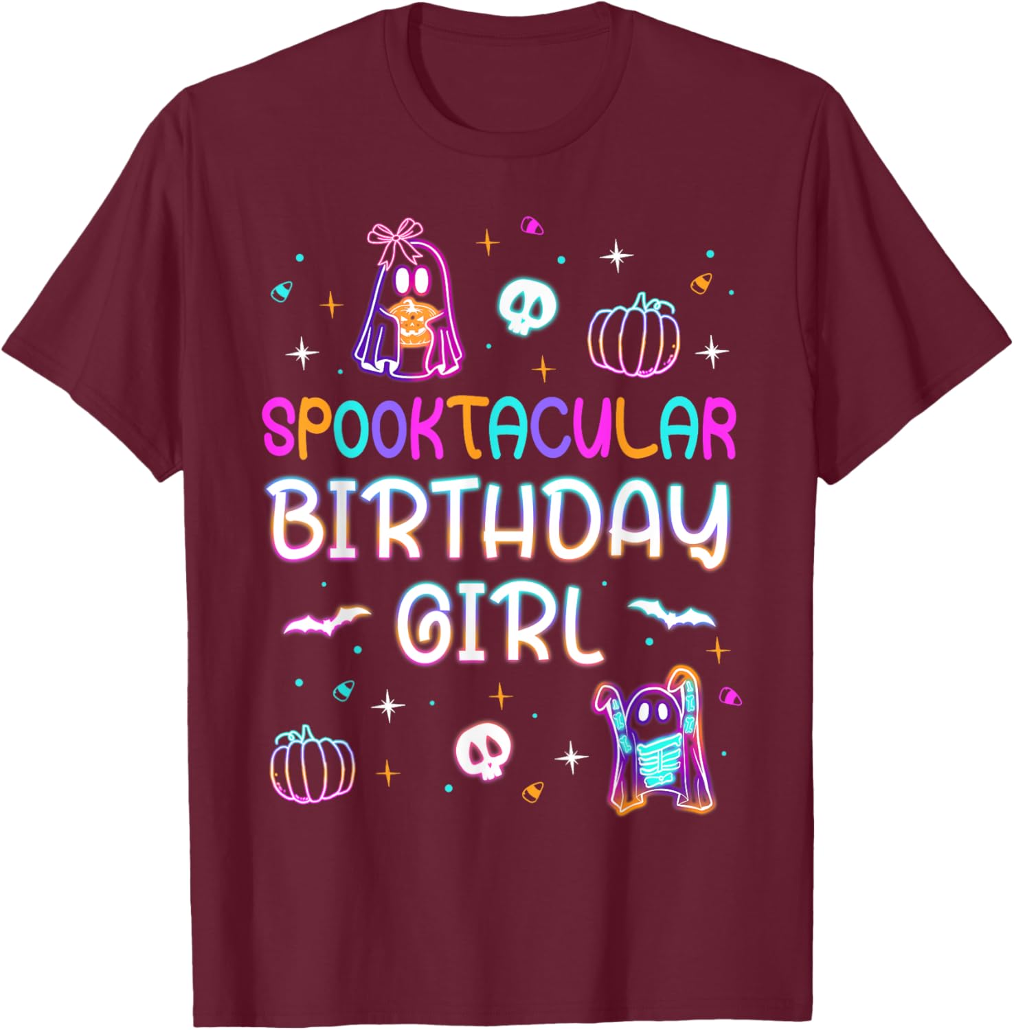 Spooktacular Birthday Girl Funny Birthday Girl Ghost Party T-Shirt - T-Shirt | Maroon