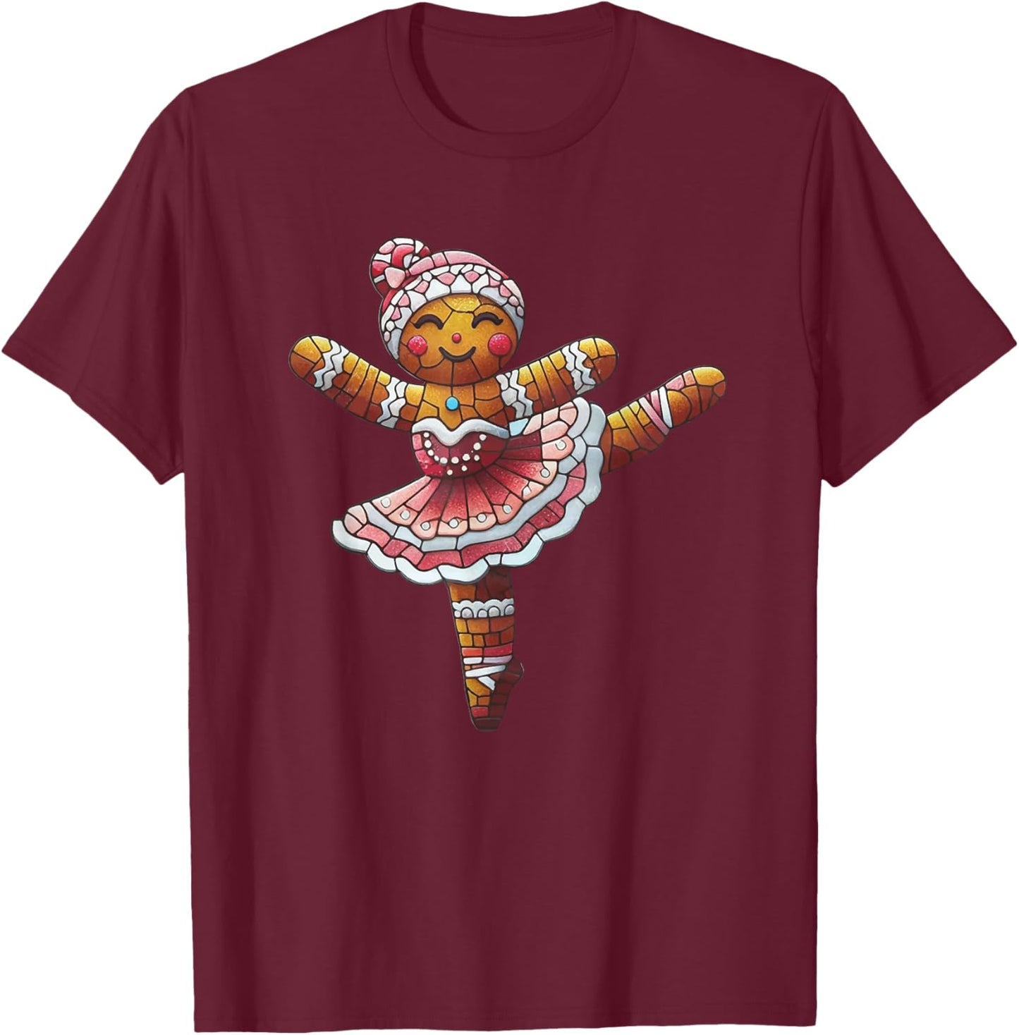 Ballet Dancer Gingerbread Christmas Dance Teacher Girl Women T-Shirt - T-Shirt | Maroon