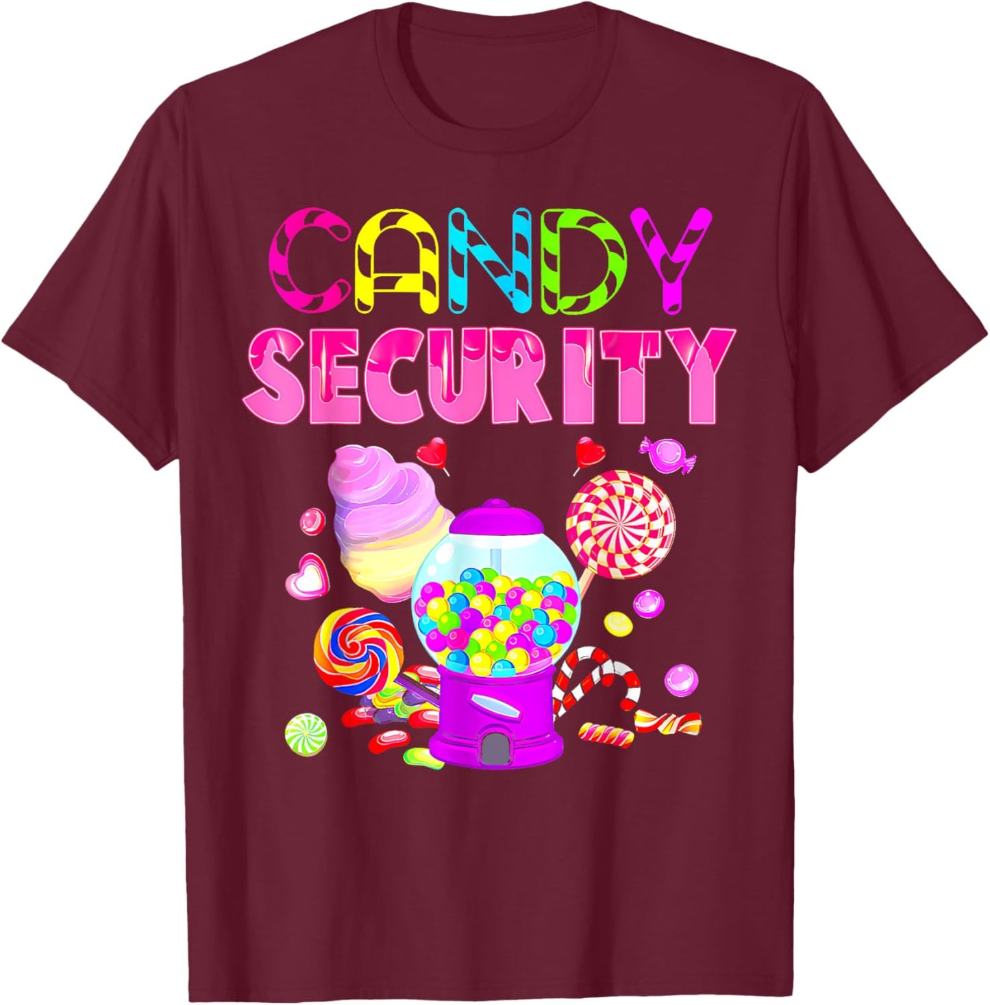 Candy Land Costume Women Candy Crew Funny Candy Security T-Shirt - T-Shirt | Maroon
