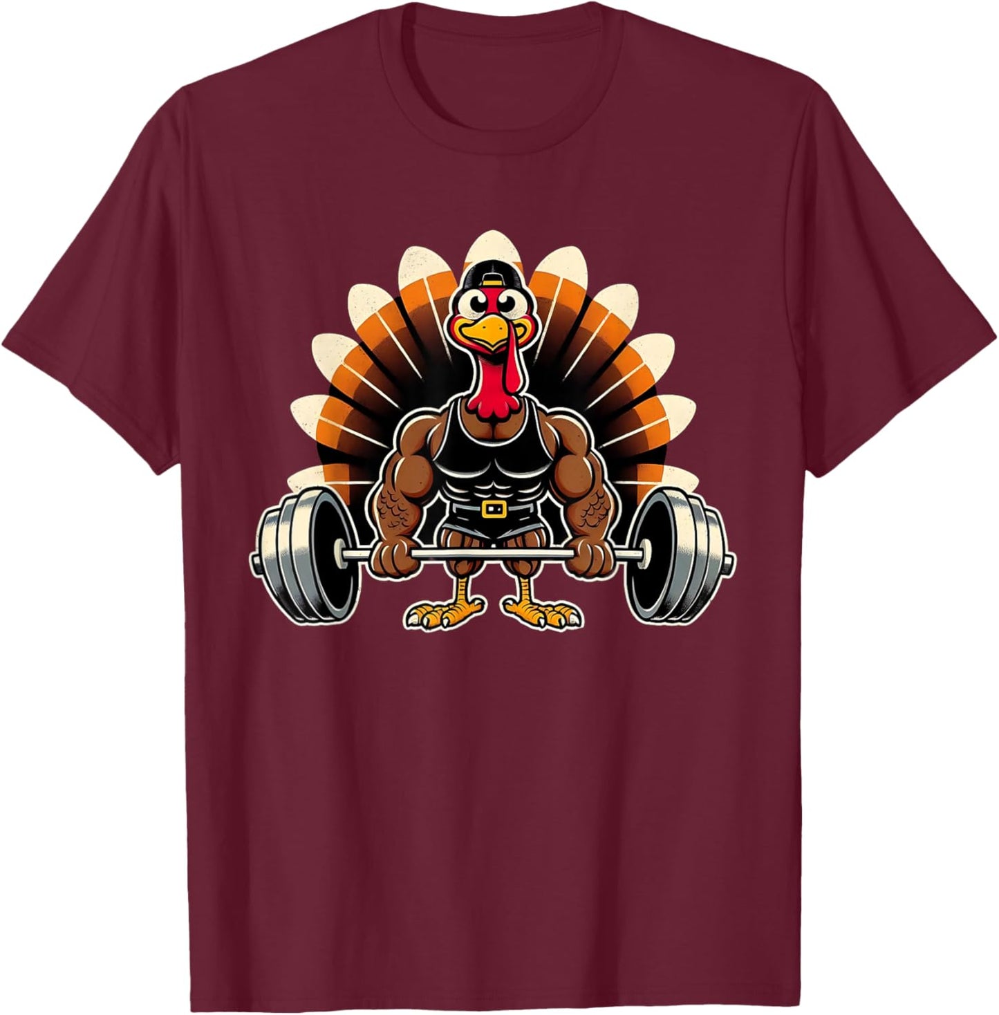 Thanksgiving Muscle Turkey Funny Leg Day Gym Body Builder T-Shirt - T-Shirt | Maroon