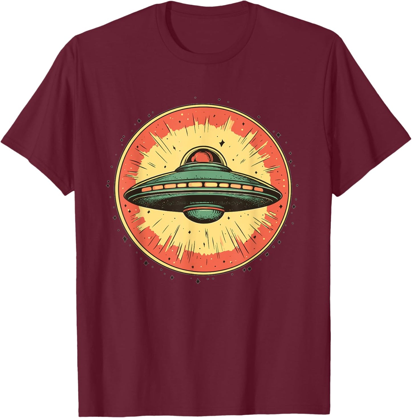 Retro UFO Spaceship Vintage T-Shirt - T-Shirt | Maroon