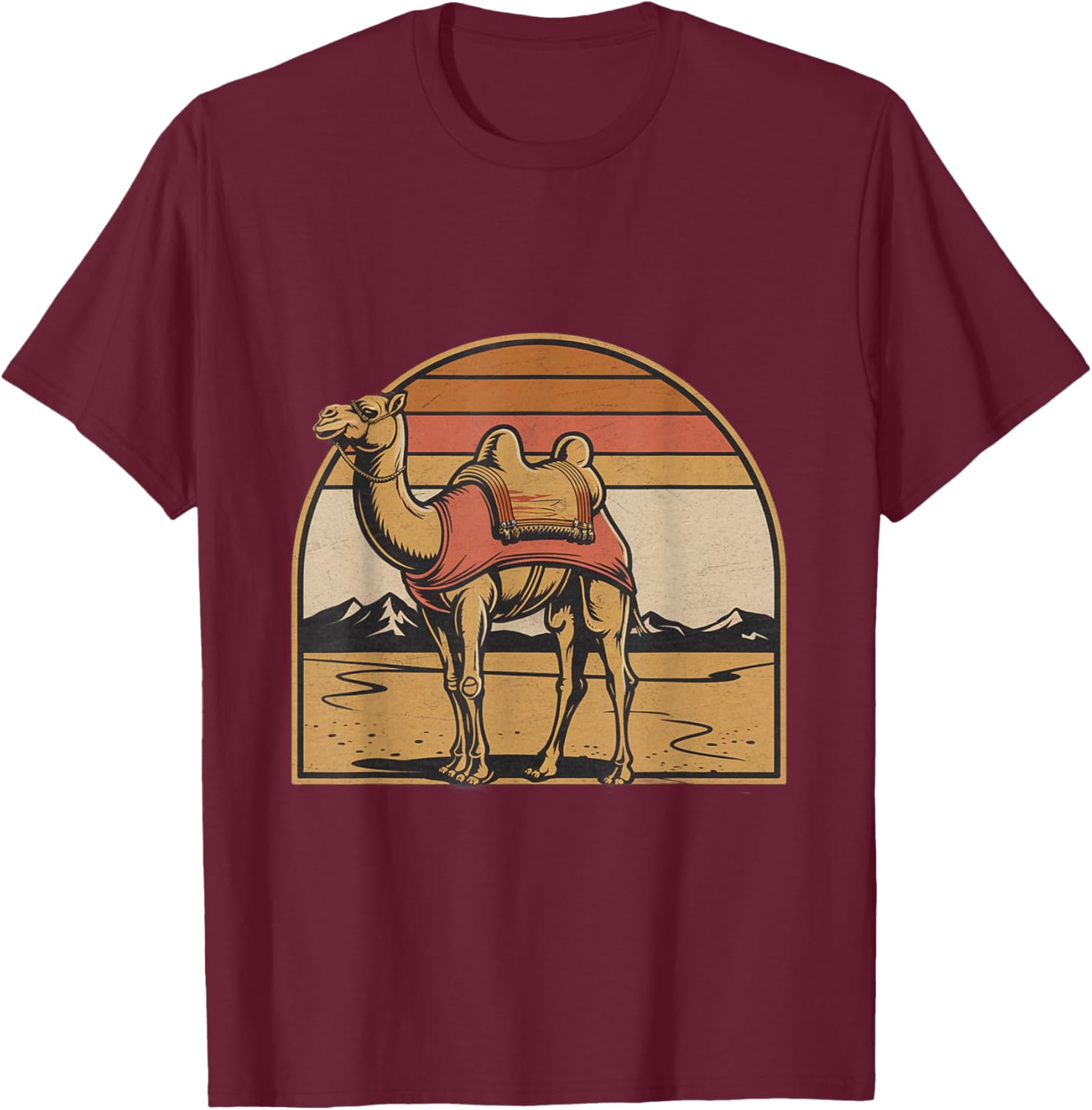 For Camels Lover Vintage Retro Camel Sign Camel Graphic T-Shirt - T-Shirt | Maroon