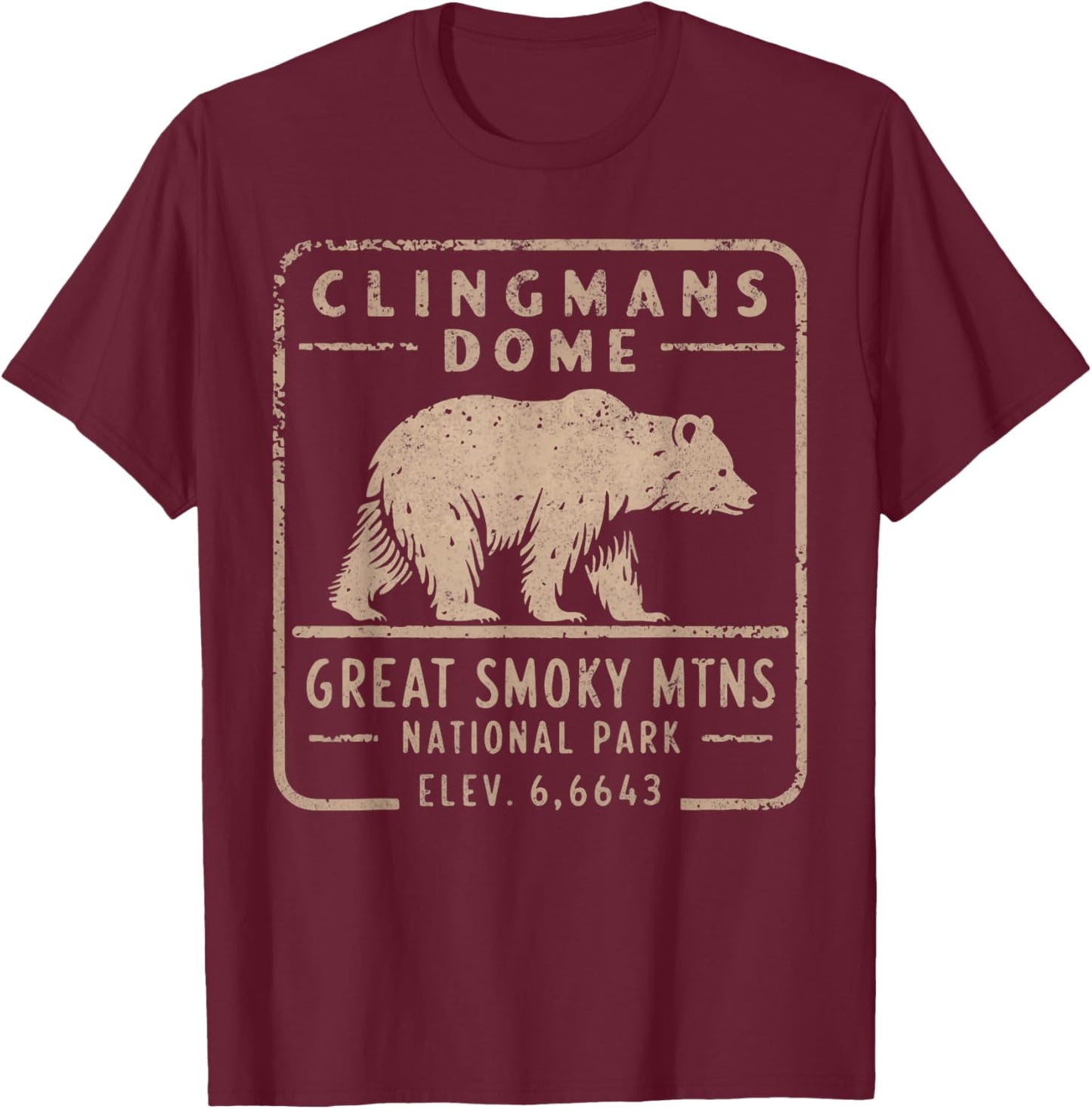 Clingmans Dome Great Smoky Mountains Bear Vintage T-Shirt - T-Shirt | Maroon