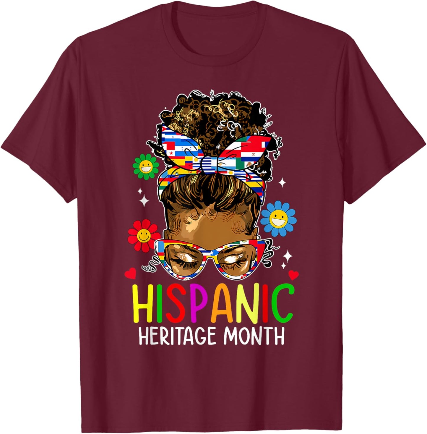 Hispanic Heritage Month Shirt Latin Teacher Women Girls Kids T-Shirt - T-Shirt | Maroon