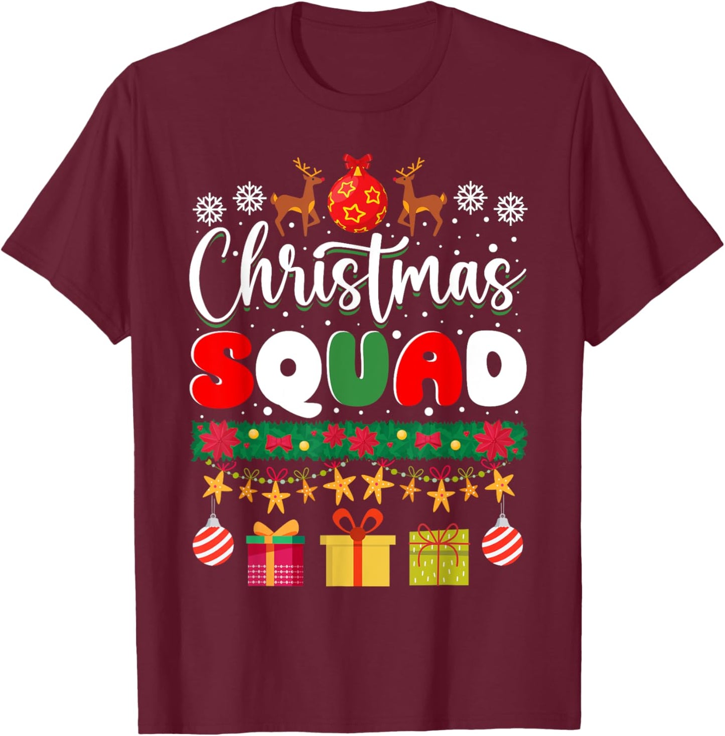 Christmas Squad Family Matching Group Christmas Xmas T-Shirt - T-Shirt | Maroon