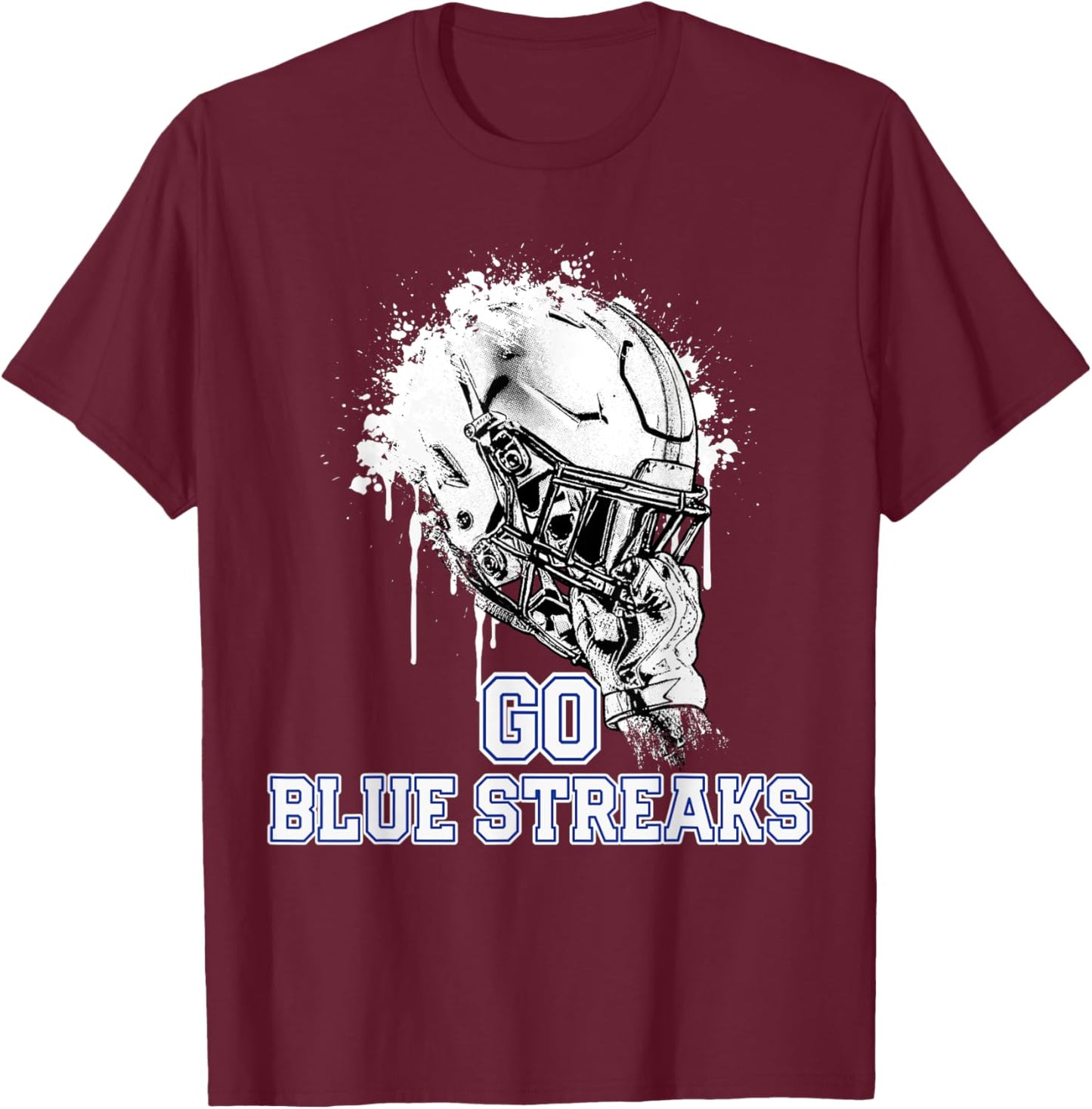 Madison Blue Streaks Rising Helmet GO! T-Shirt - T-Shirt | Maroon