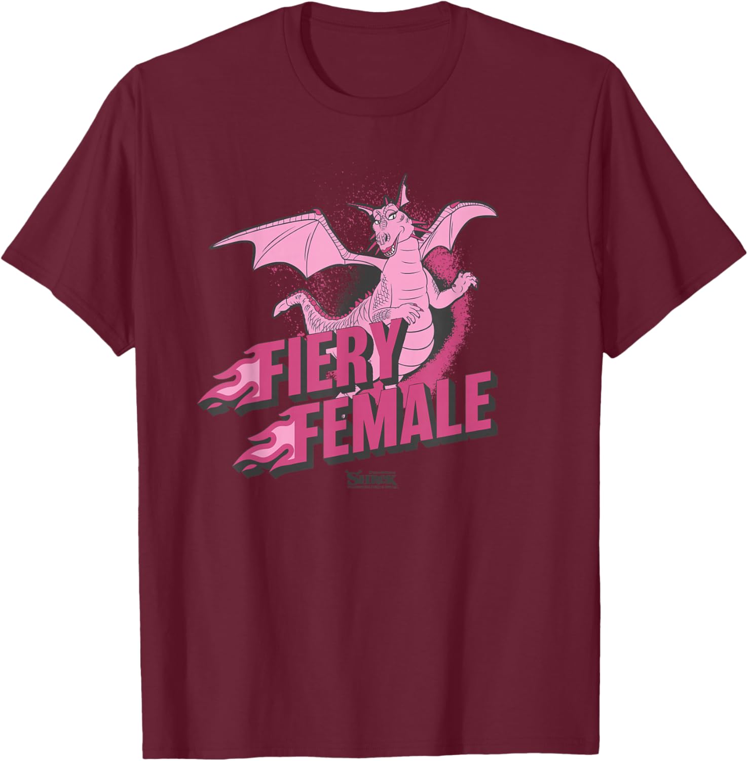 Shrek Dragon Fiery Female T-Shirt - T-Shirt | Maroon
