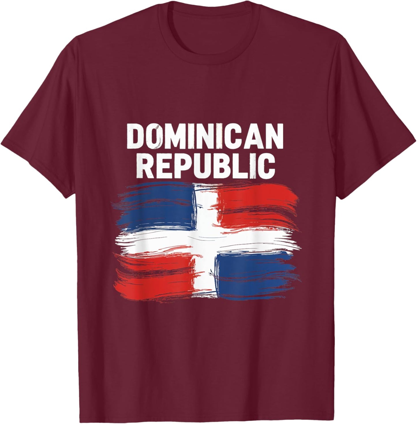 Dominican Republic Brush Flag Heritage Culture Travel T-Shirt - T-Shirt | Maroon