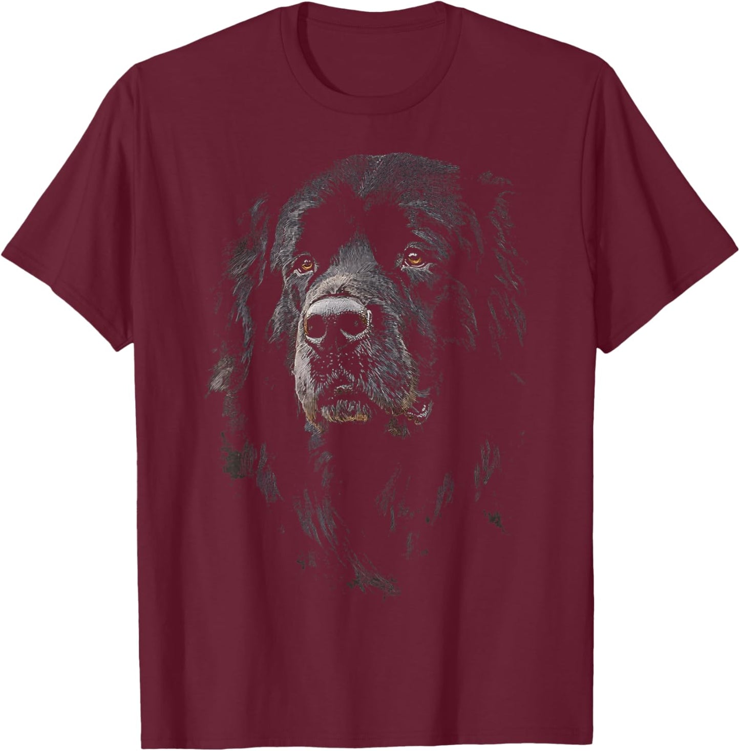 Newfoundland Dog Motif Pet Illustration Newfoundland Men Women Kids T-Shirt - T-Shirt | Maroon