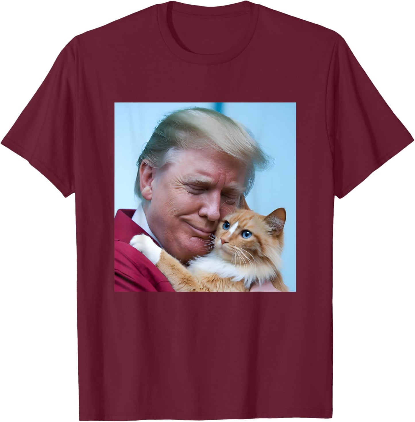 Funny Trump Hugging an Orange Cat 2024, Donald Trump and Cat Women Kids T-Shirt - T-Shirt | Maroon