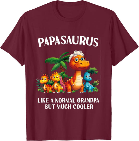 Papasaurus Papa Saurus Men Grandpa Grandfather Matching T-Shirt - T-Shirt | Maroon