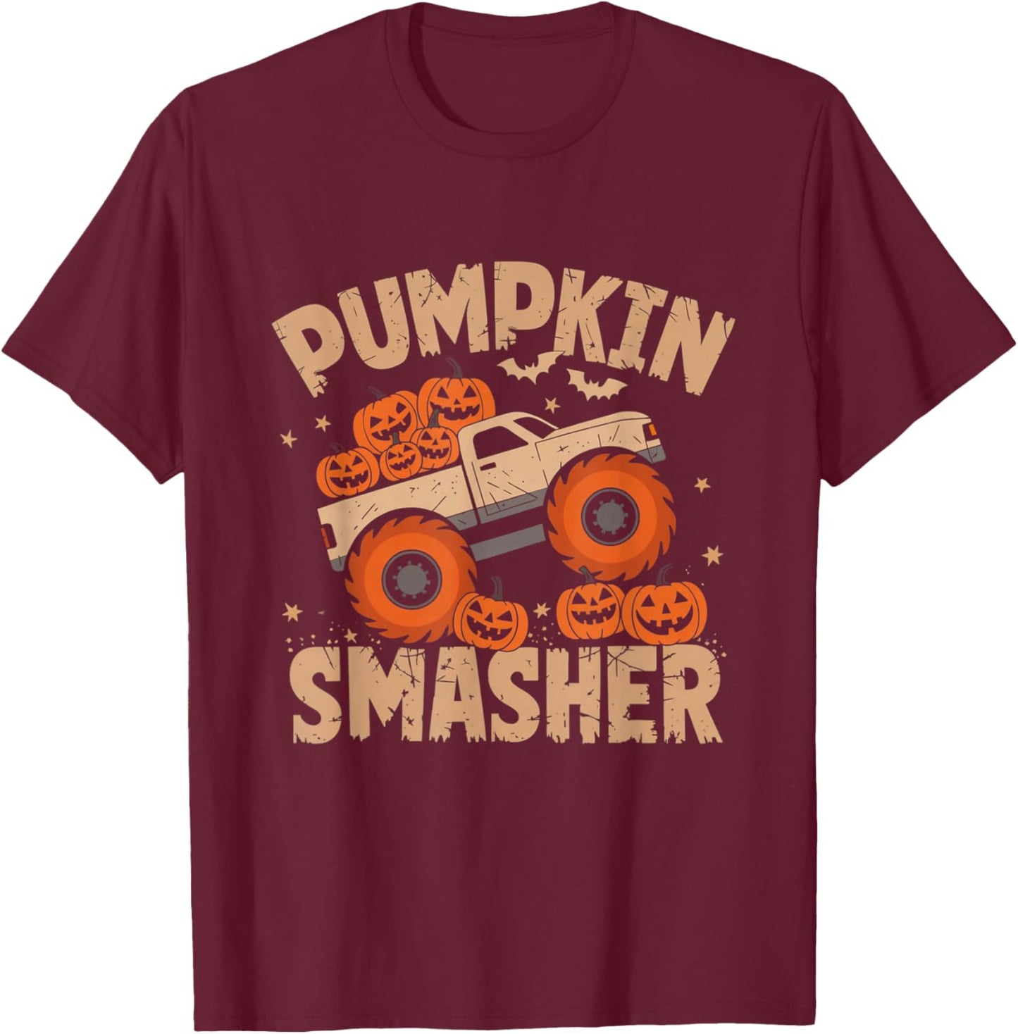 Pumpkin Smasher Monster Truck Halloween Toddler Kids T-Shirt - T-Shirt | Maroon