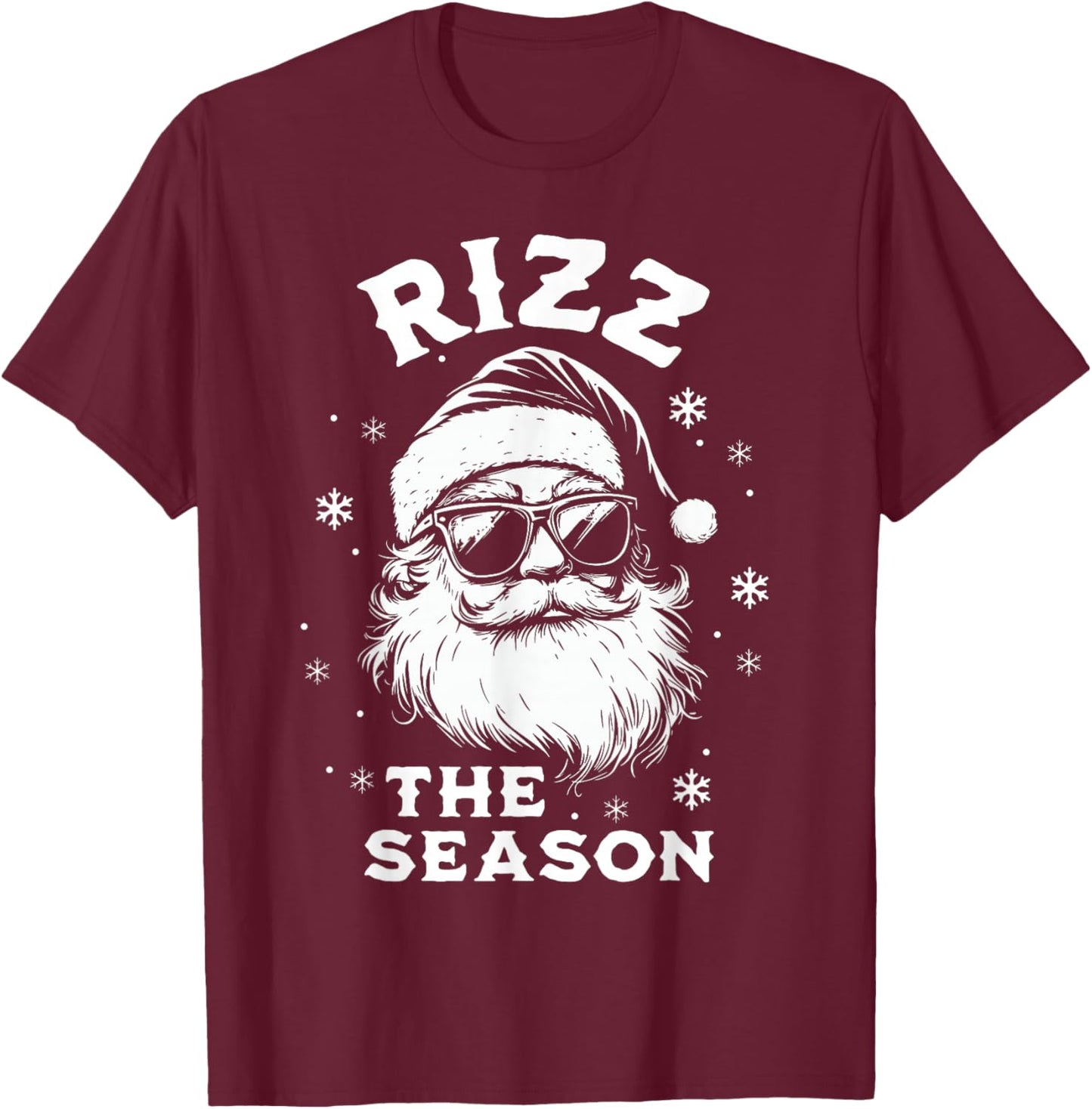 Rizz The Season Santa Claus Rizzmas Funny Boys Christmas T-Shirt - T-Shirt | Maroon