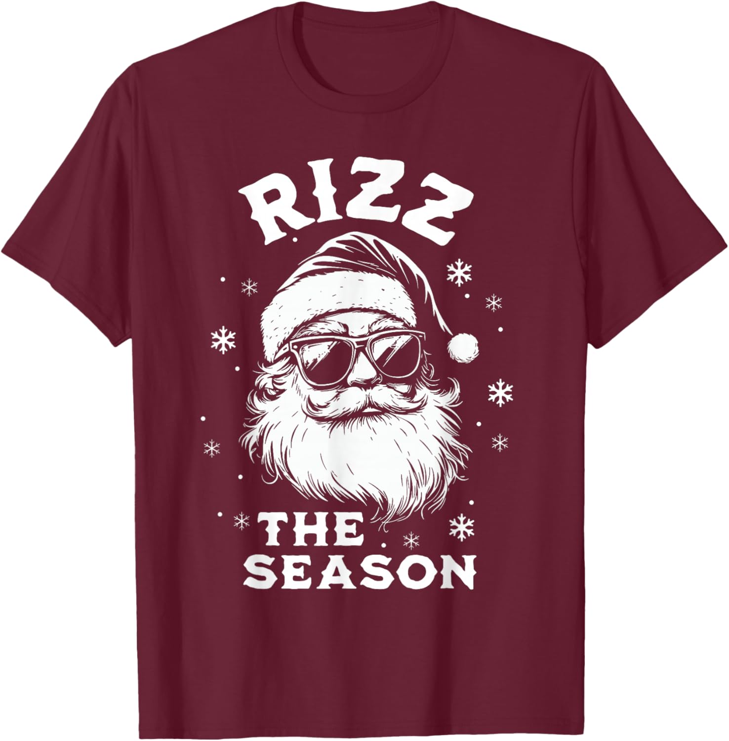 Rizz The Season Santa Claus Rizzmas Funny Boys Christmas T-Shirt - T-Shirt | Maroon