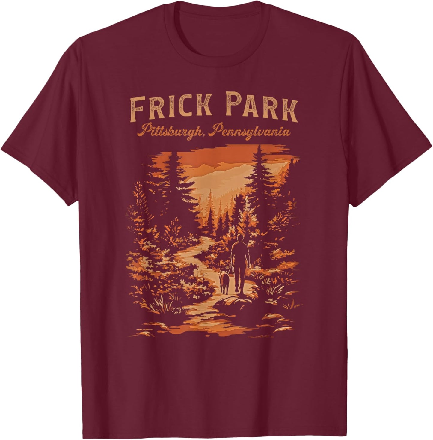 Frick Park Pittsburgh Pennsylvania Vintage Hiking Trail T-Shirt - T-Shirt | Maroon