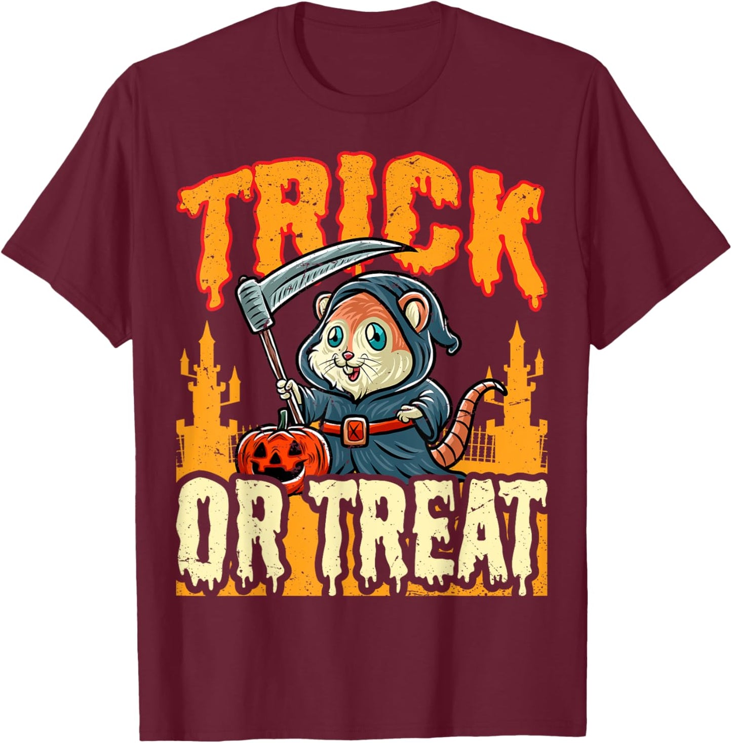 Hamster Boo Grim Reaper Trick Or Treat Halloween Costume T-Shirt - T-Shirt | Maroon