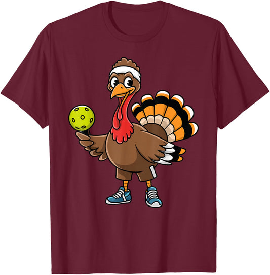 Dabbing Pickleball Turkey Funny Thanksgiving Pickleball T-Shirt - T-Shirt | Maroon