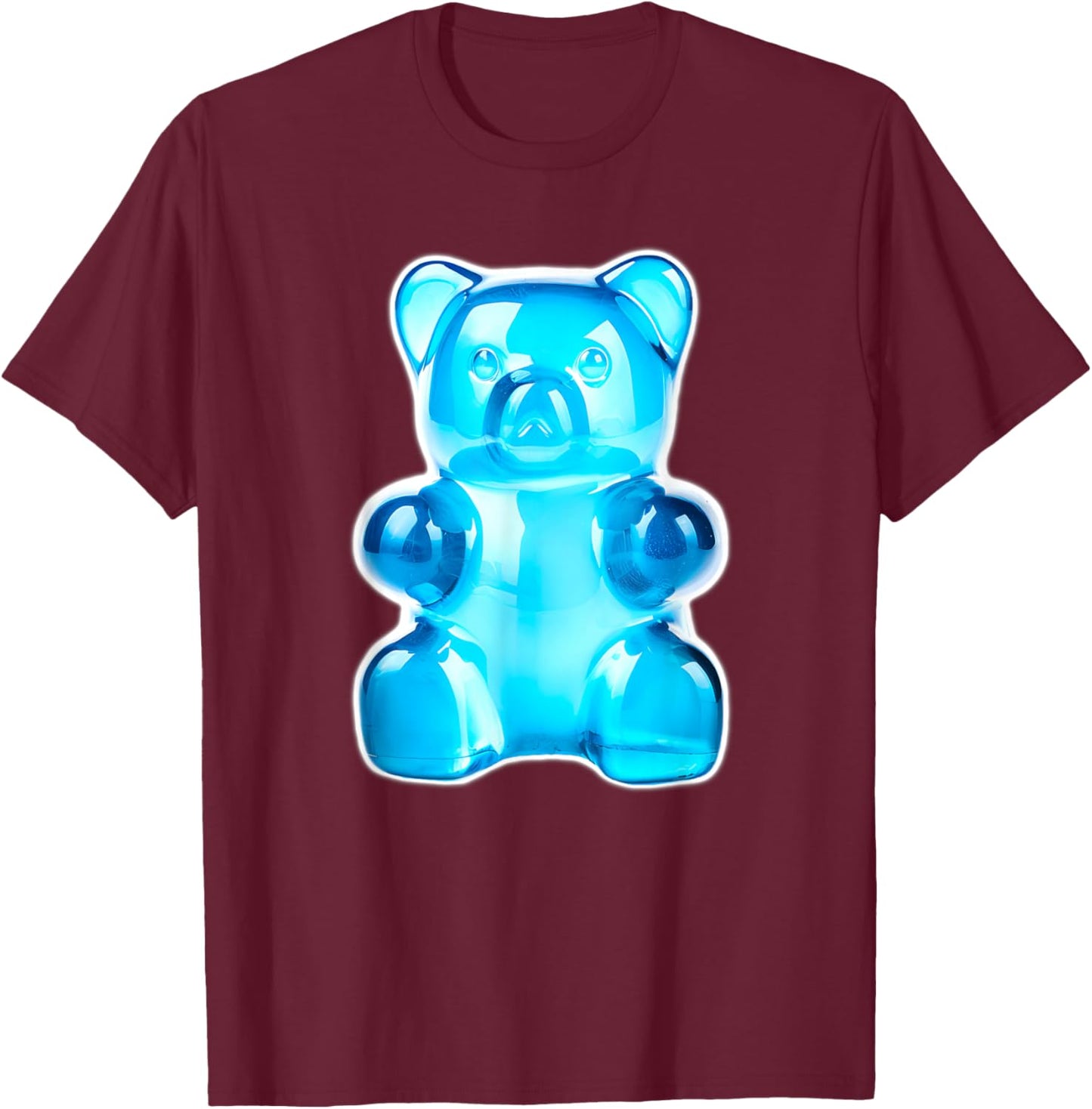 Blue Gummy Bear Candy T-Shirt - T-Shirt | Maroon