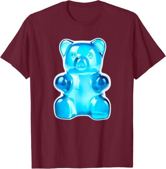 Blue Gummy Bear Candy T-Shirt - T-Shirt | Maroon