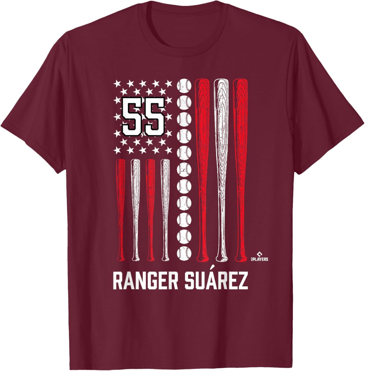 Baseball American Flag Ranger Suárez Philadelphia Baseball T-Shirt - T-Shirt | Maroon