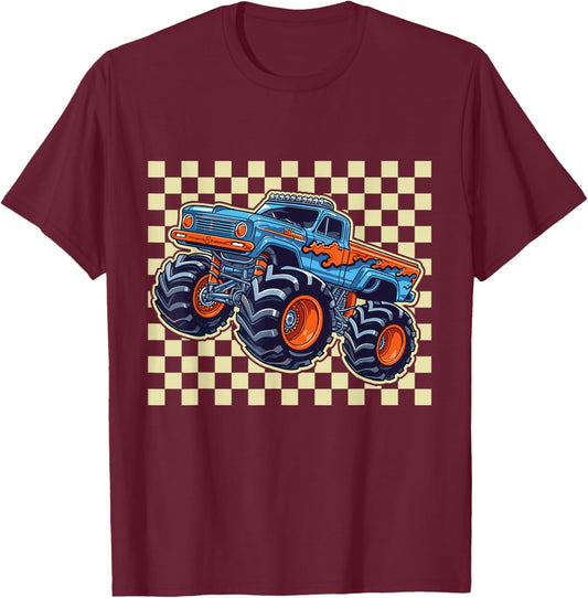 Monster Truck for Toddlers, Kids Monster Truck Retro Vintage T-Shirt - T-Shirt | Maroon