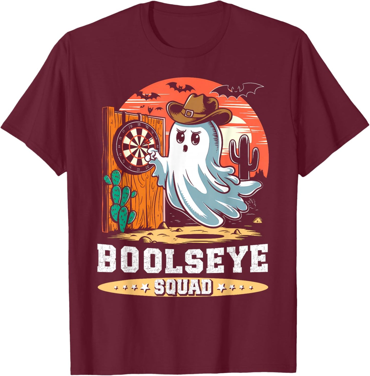 Boolseye Squad Halloween Darts Ghost Bullseye Player Darts T-Shirt - T-Shirt | Maroon