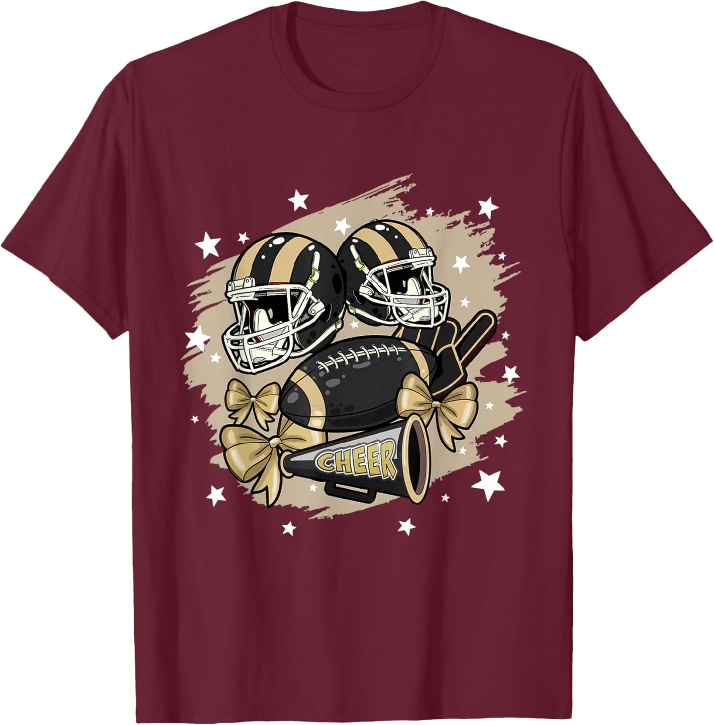 Football Cheer Mom Sister Black Coquette Bow Game Day Women T-Shirt - T-Shirt | Maroon