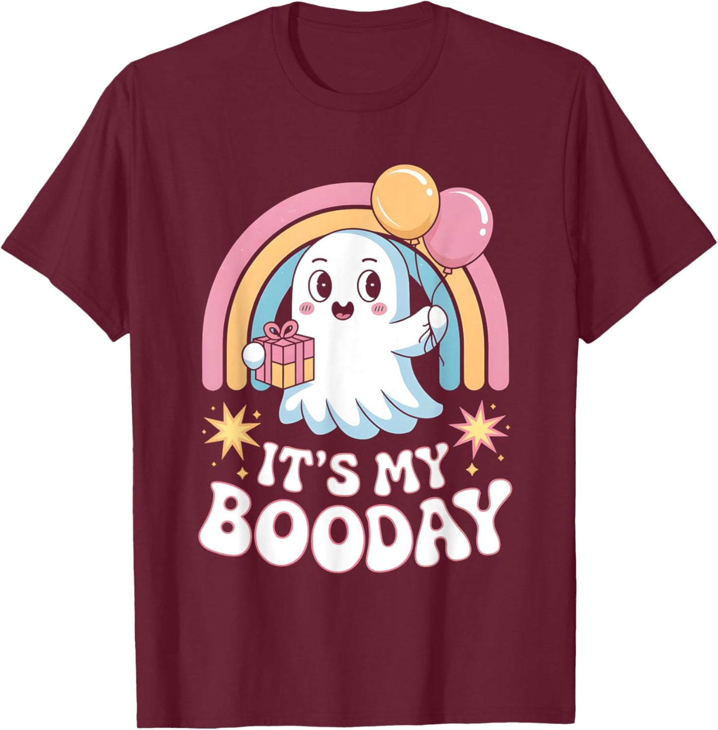It's My Booday Halloween Ghost Costume For Kids Toddlers T-Shirt - T-Shirt | Maroon