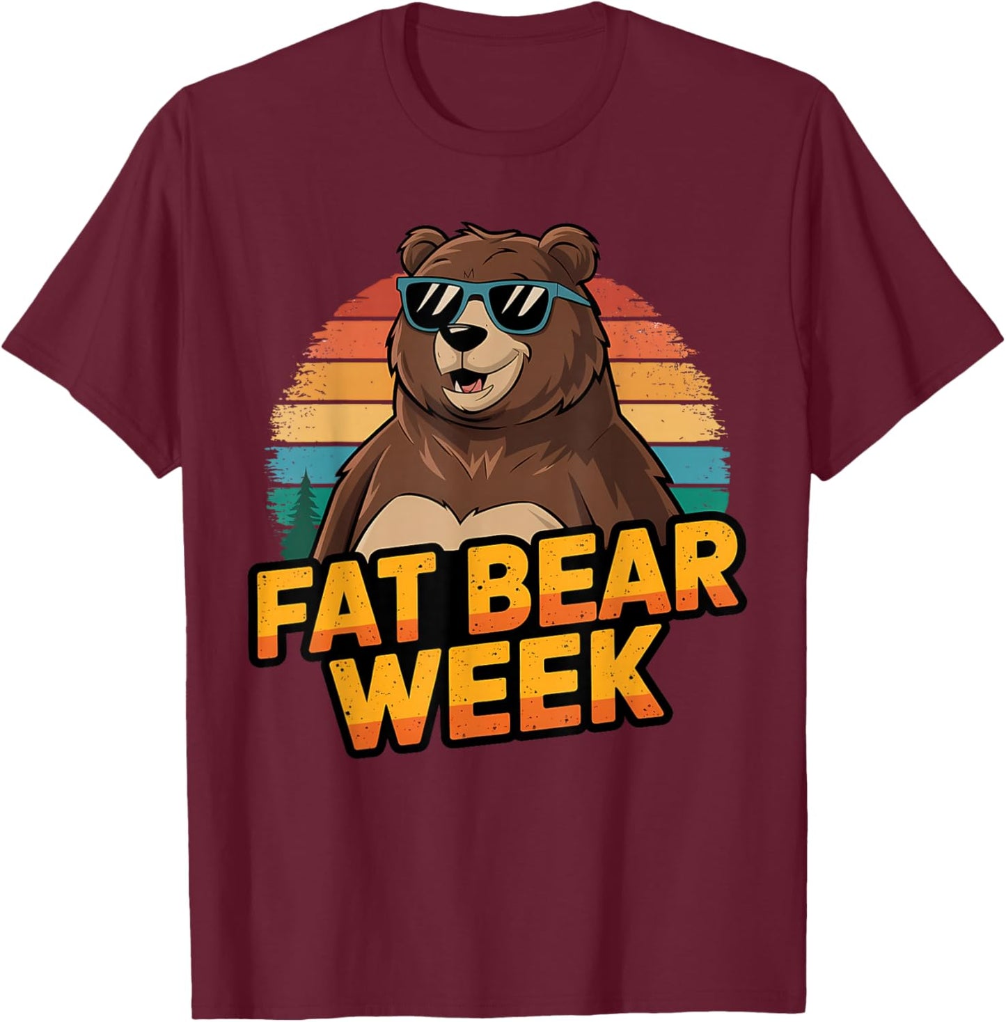 Fat Bear Week Retro Bear Sunglasses Nature Lovers T-Shirt - T-Shirt | Maroon