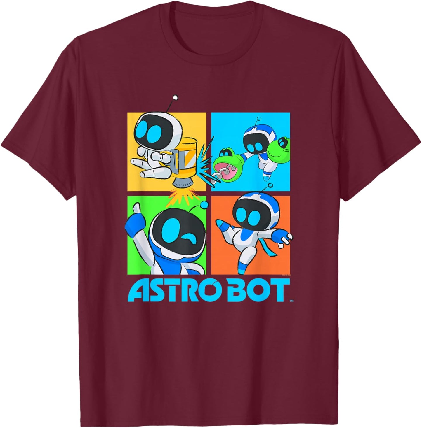 Astro Bot Rescue Mission Fighting Pose Video Game T-Shirt - T-Shirt | Maroon