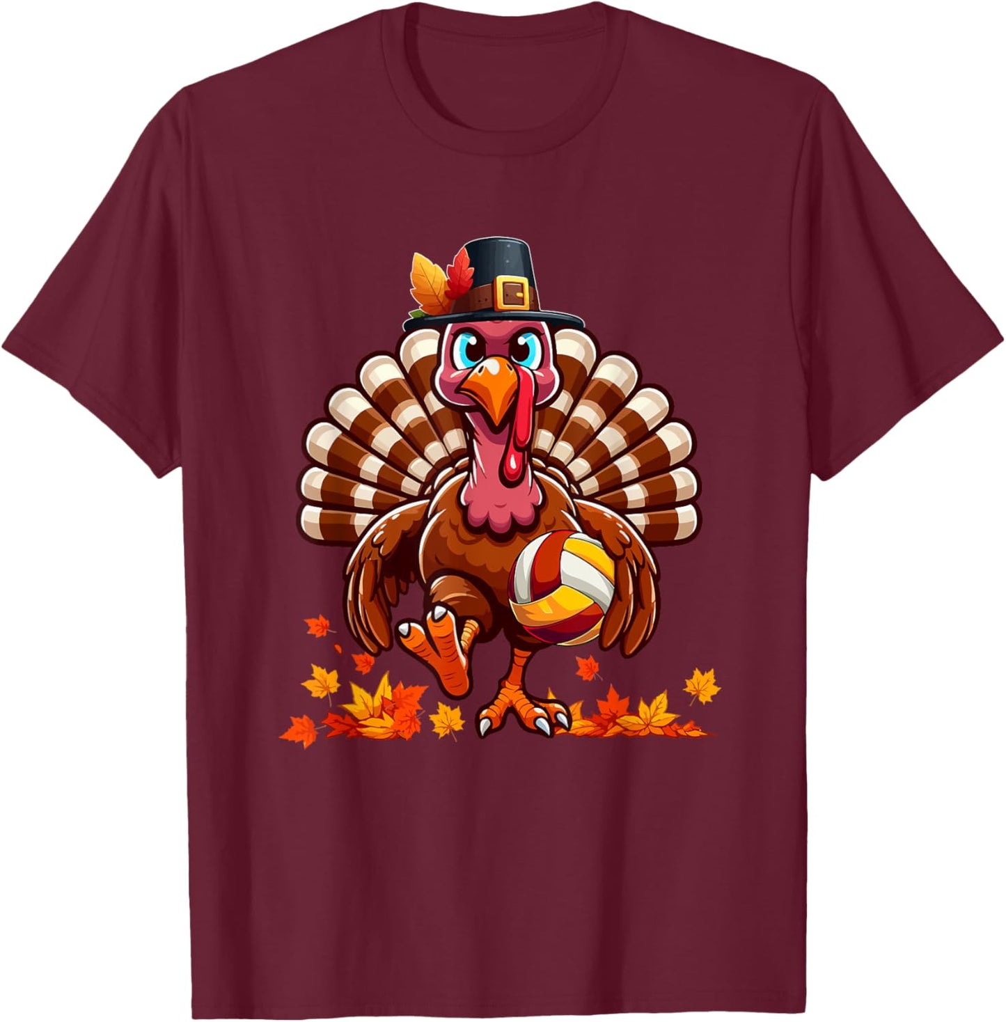 Turkey Thanksgiving Volleyball Equipment Matching Player T-Shirt - T-Shirt | Maroon