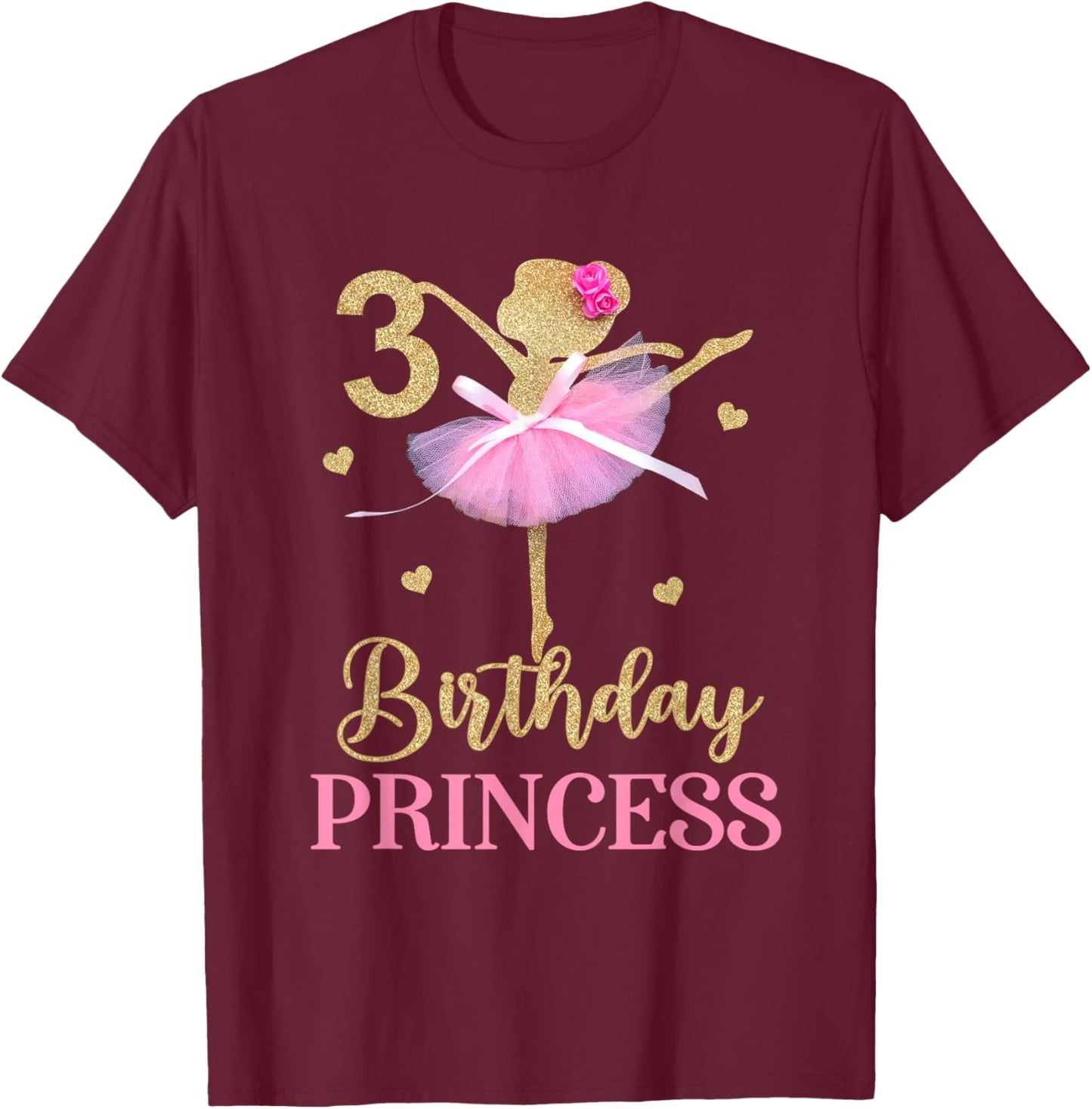 It's My 3rd Birthday Ballerina Ballet Three Years Old Bday T-Shirt - T-Shirt | Maroon