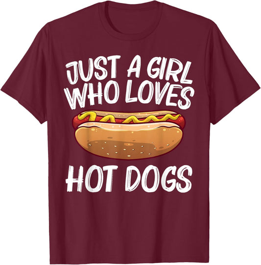 Funny Hot Dog Art For Girls Women Hotdog Stand Lover Hot Dog T-Shirt - T-Shirt | Maroon