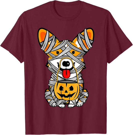 Halloween Cute Welsh Corgi Mummy Dog Lover, Corgi Lovers T-Shirt - T-Shirt | Maroon