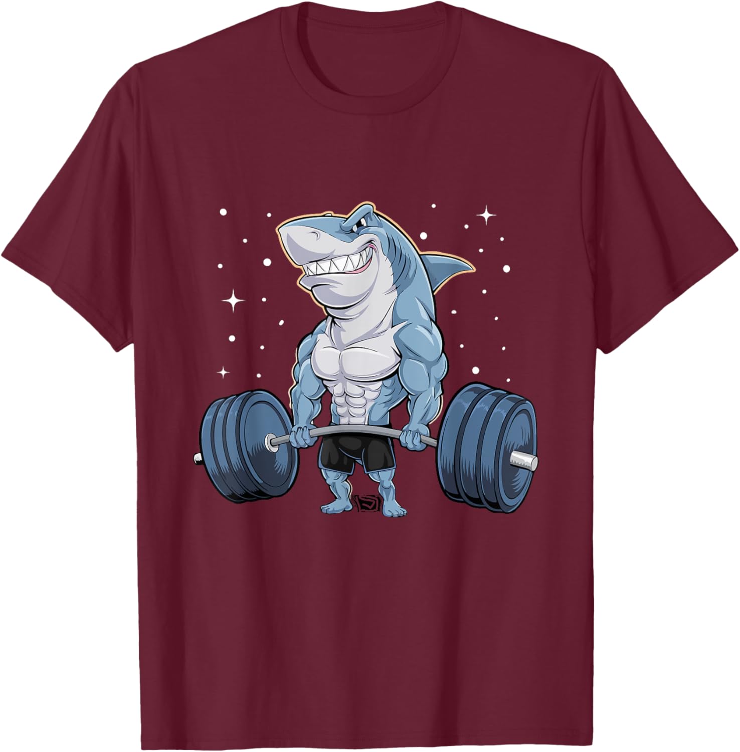 Workout Shark Weight Lifting Graphic Men Women Funny Gym T-Shirt - T-Shirt | Maroon