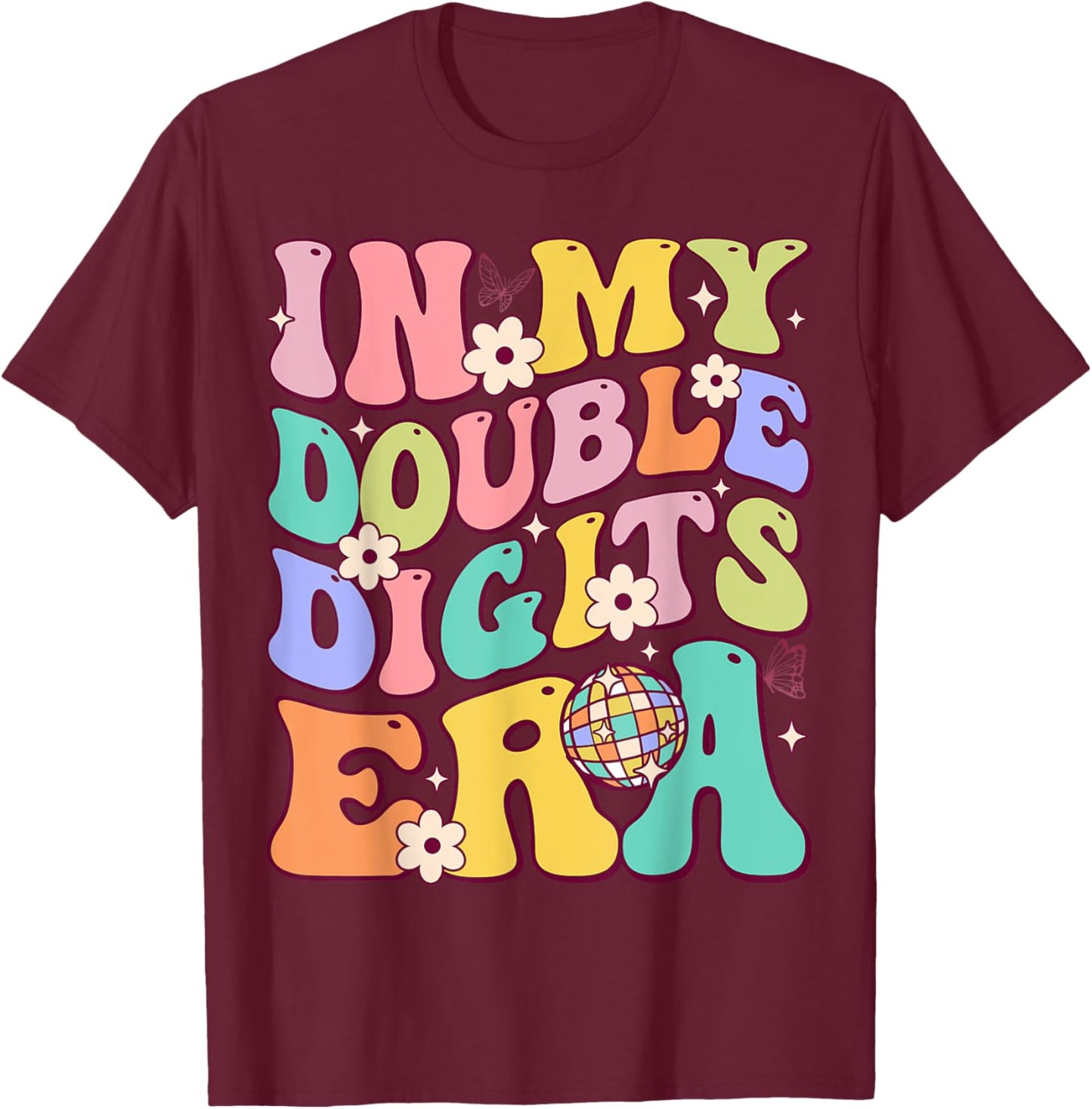 Girl In My Double Digits Era Retro 10 Year Old 10th Birthday T-Shirt - T-Shirt | Maroon