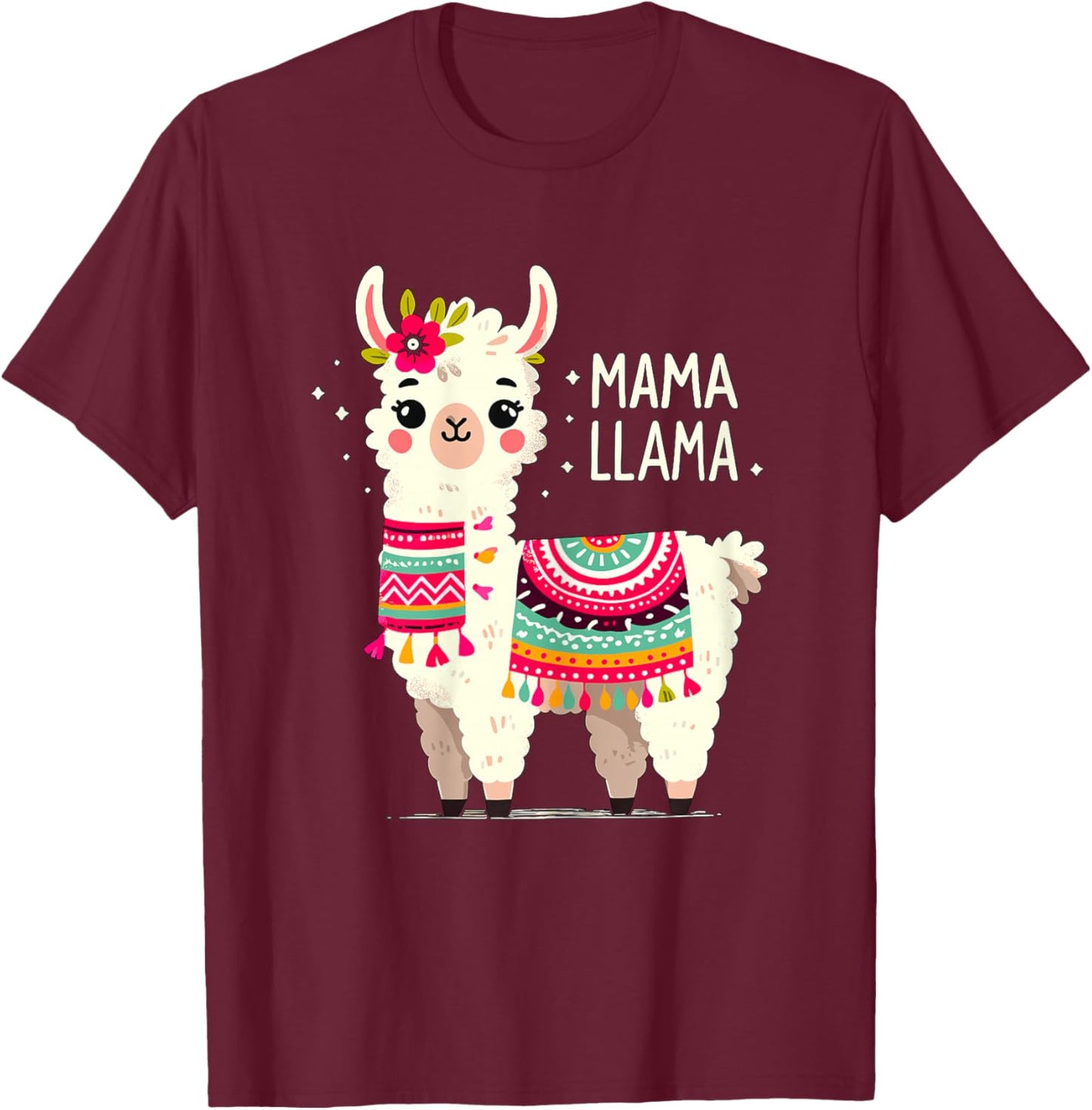 Mama Llama Mother's Day Birthday Party Mom Alpaca Llama T-Shirt - T-Shirt | Maroon