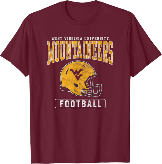 West Virginia University Mountaineers Football Helmet T-Shirt - T-Shirt | Maroon