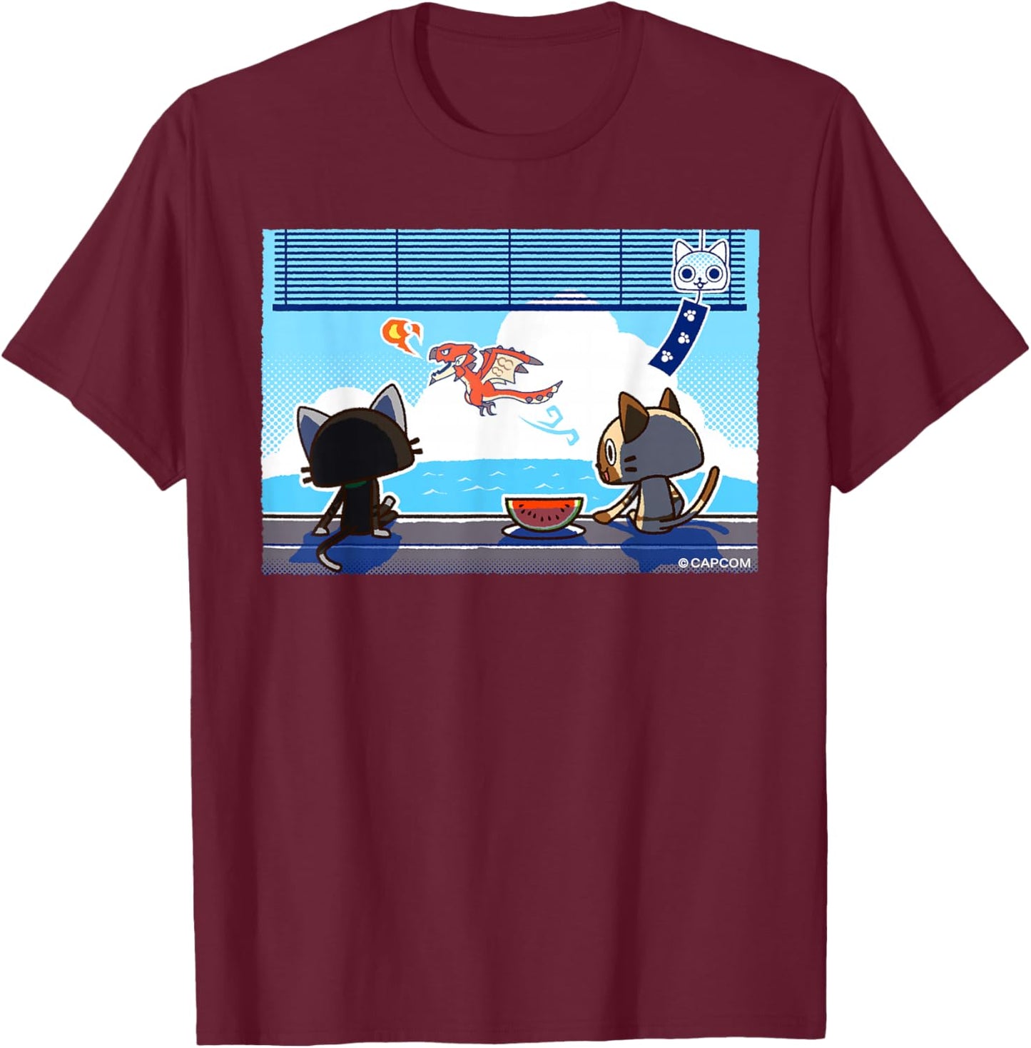 Monster Hunter Felyne & Melynx Holiday T-Shirt - T-Shirt | Maroon