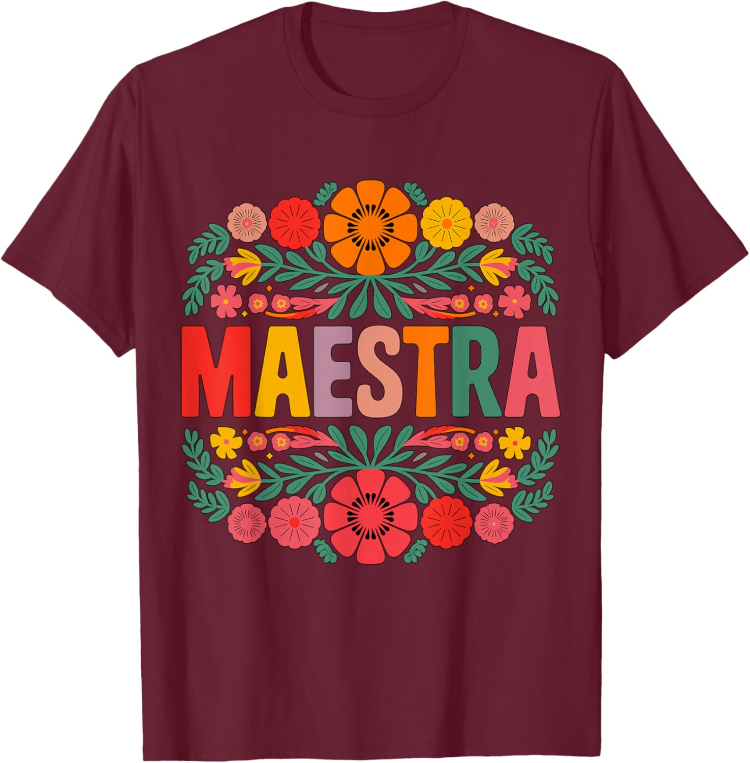 Maestra Spanish Teacher Bilingual T-Shirt - T-Shirt | Maroon