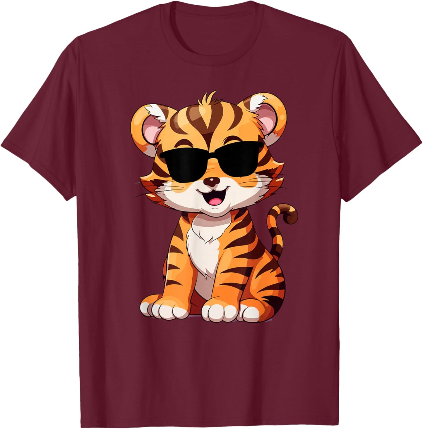Tiger Spirit Tiger cub Face Wild Animal Colorful 80s T-Shirt - T-Shirt | Maroon
