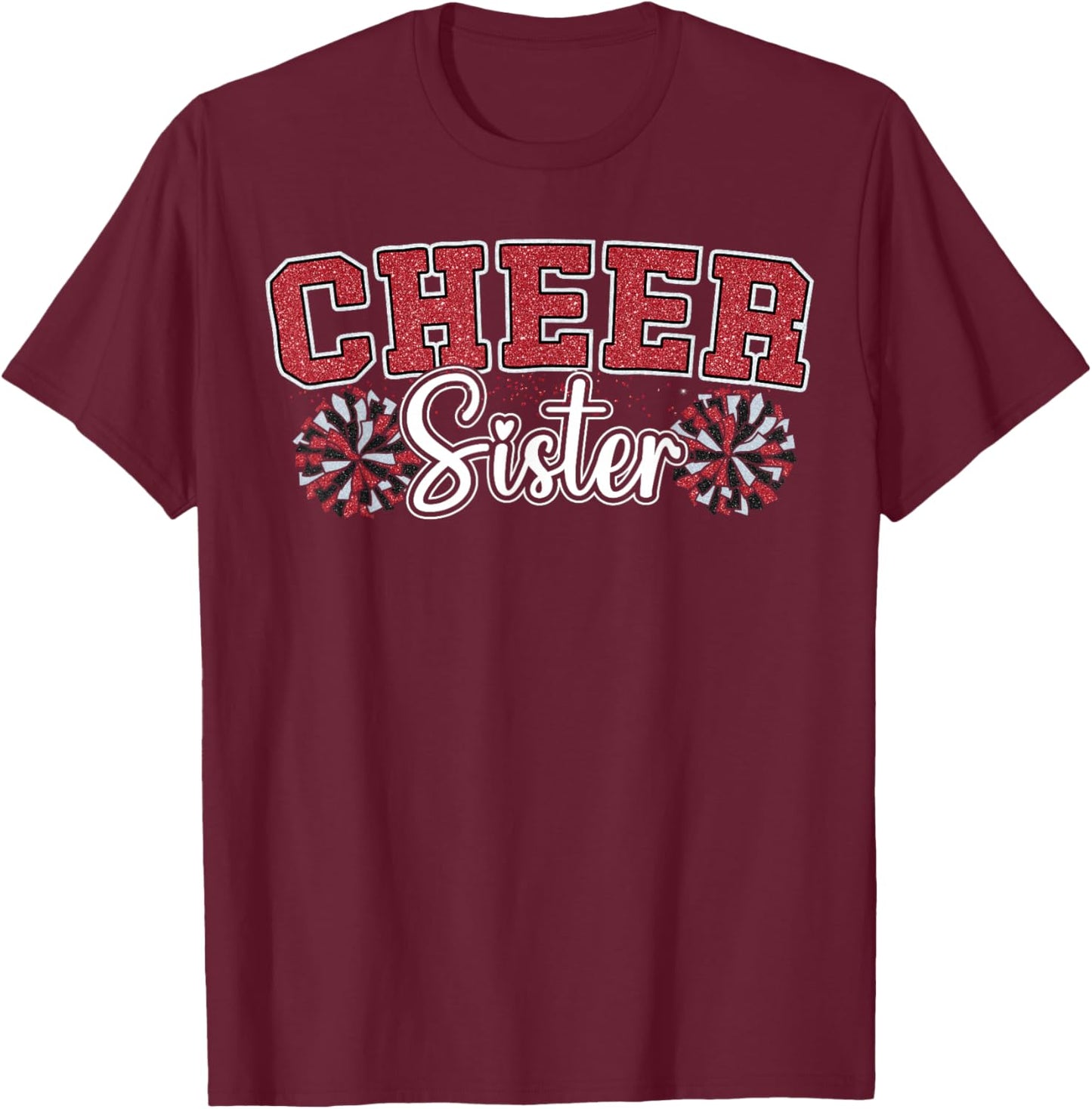 Cheer Sister My Favorite Cheerleader Calls Me Sisters Red T-Shirt - T-Shirt | Maroon