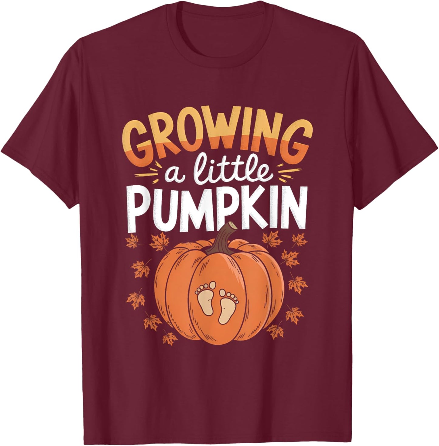 Retro Growing A-Little Pumpkin Shirt Thanksgiving Pregnancy T-Shirt - T-Shirt | Maroon