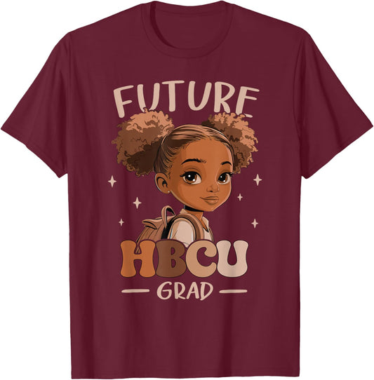 Future HBCU Grad kids Black Girl Afro Black History Month T-Shirt - T-Shirt | Maroon