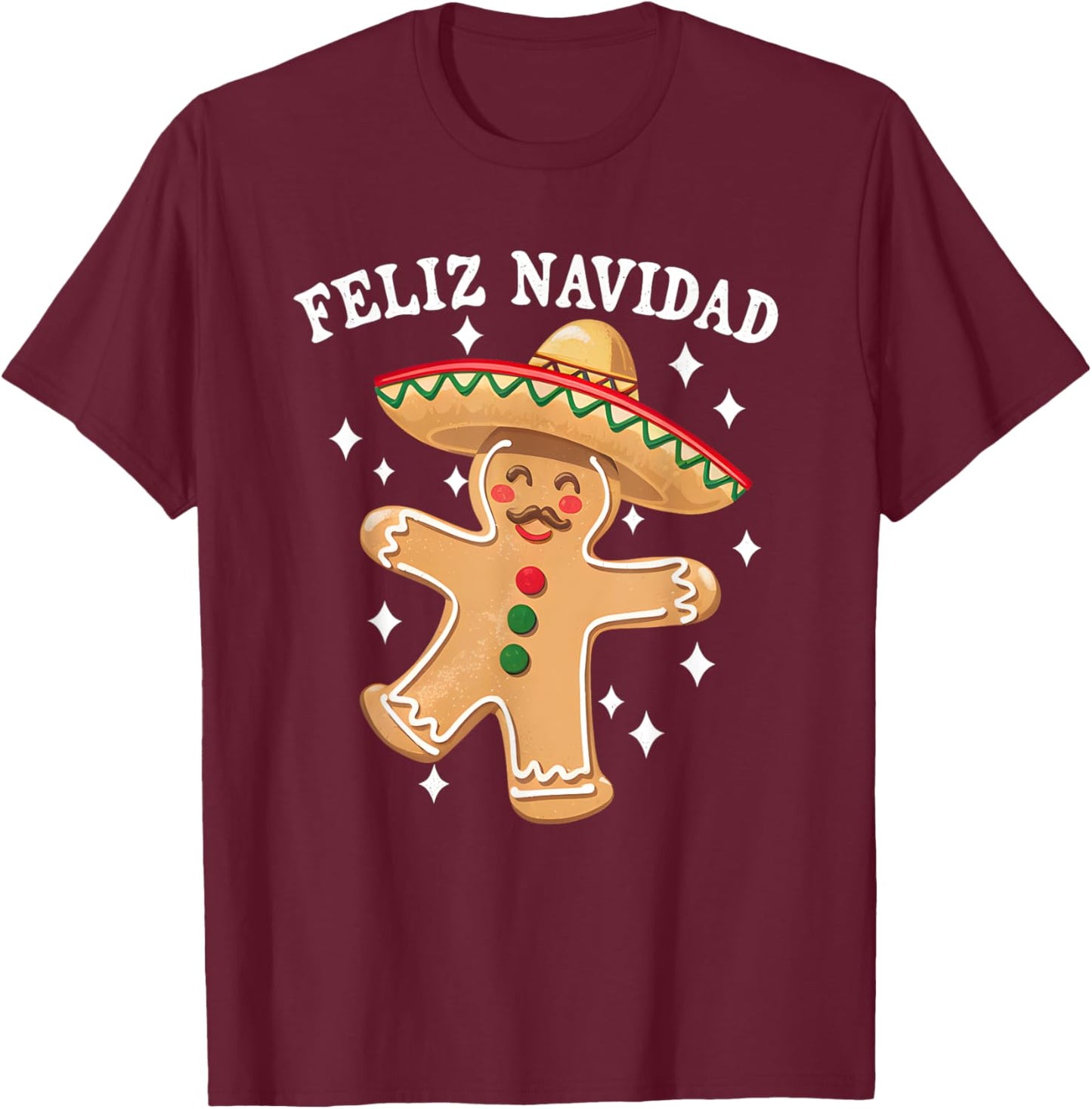 Feliz Navidad Merry Christmas Xmas Lights Pajamas Cookie T-Shirt - T-Shirt | Maroon