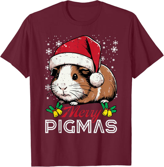 Christmas Guinea Pig Merry Pigmas Xmas Boys Kids Women Men T-Shirt - T-Shirt | Maroon